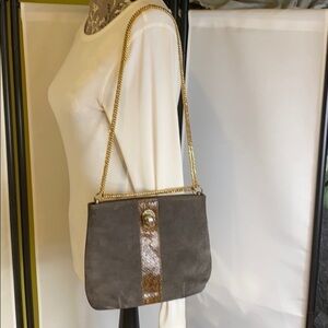 Vintage Ruth Saltz Gray Suede w/ Snakeskin Purse